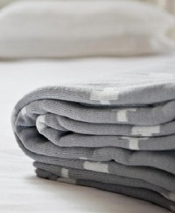 Jamie Kay Cross Blanket Gray & Whie