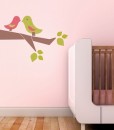 Kids Wall Decals Birds Green & Pink